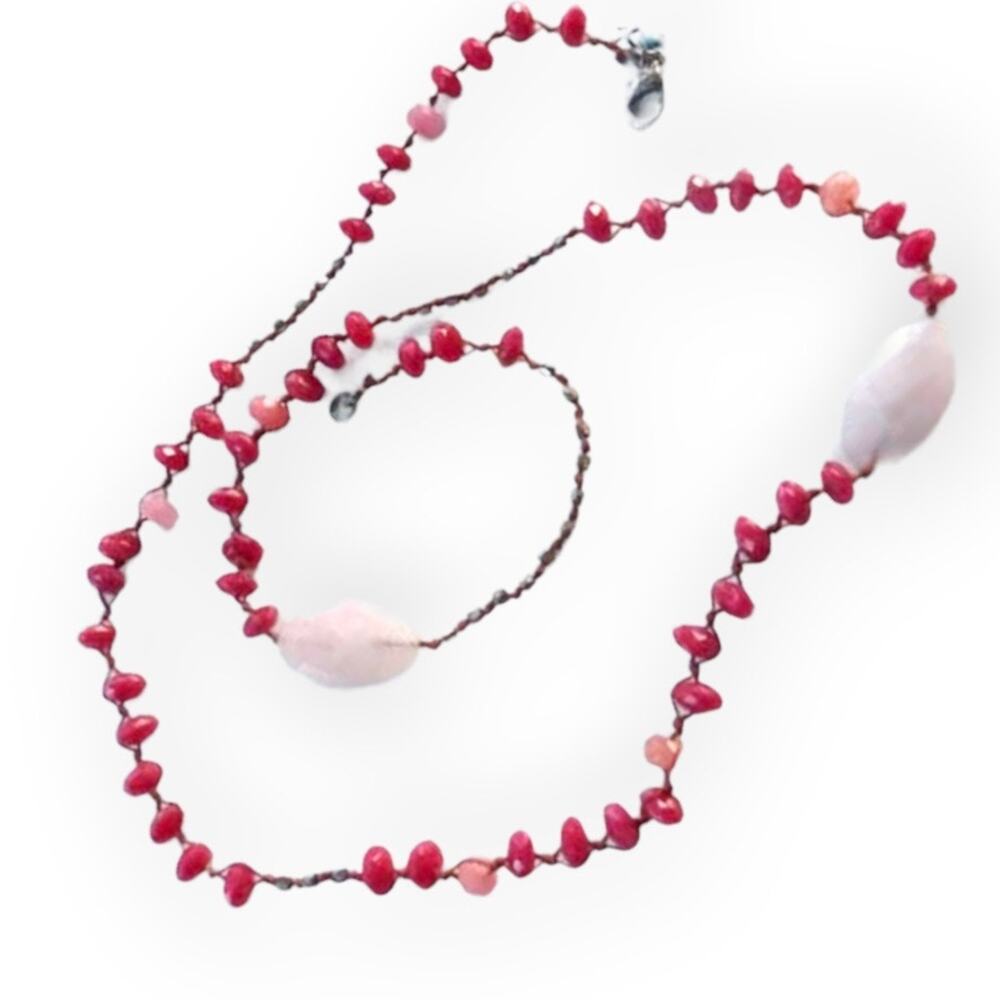 Lucky Brand faux cherry and rose quartz station